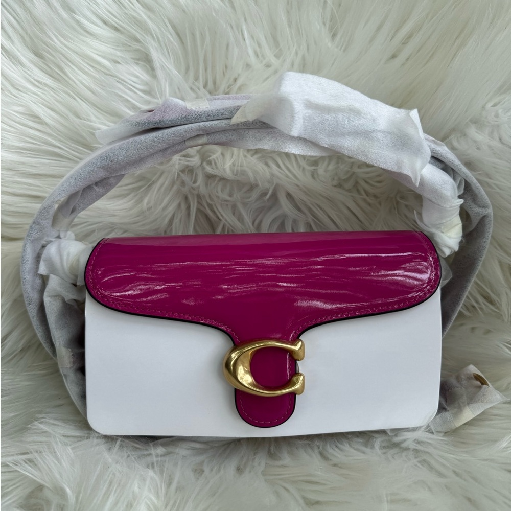 Coach Tabby 20 Shoulder Bag In Signature Patent Leather Magenta - Picture 1 of 9